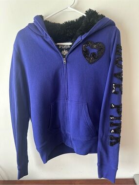 Victoria’s Secret Pink Vintage Purple Faux Fur Bling Jacket M